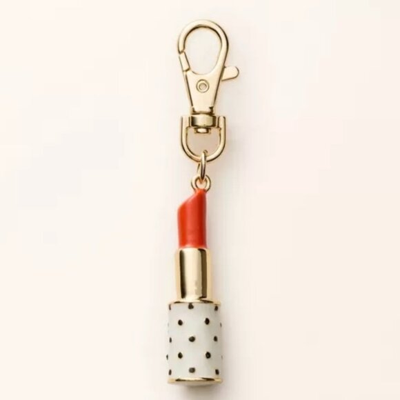 New Kate Spade Polka Dot Lipstick Bag Charm Purse Keychain x Target Handbag - Picture 2 of 4